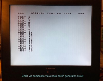 ZX81 via composite via a back porch generator circuit