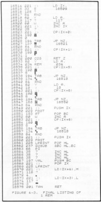 FIGURE 4-3 FINAL LISTING OF 1 REM