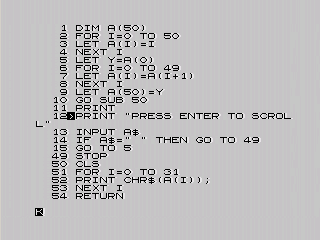 ZX80 Scrolly Text in BASIC
