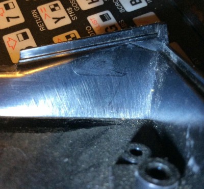 Inside the UK ZX81 bottom part case showing moulding marks