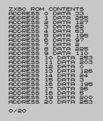 ZX80 ROM, first 21 locations