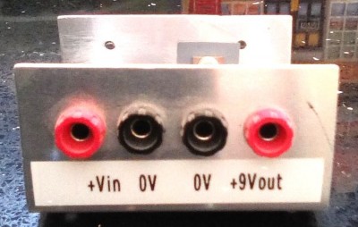 9V regulator built using a 7805 and a 4.3V Zener diode - front view