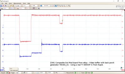 Oscilloscope screenshot when using a real TI NE555P from Rapid