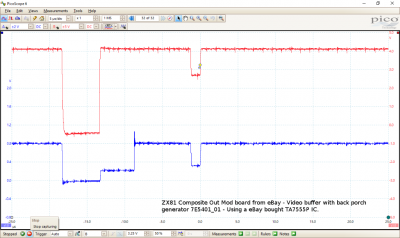 Oscilloscope screenshot when using a TA7555P